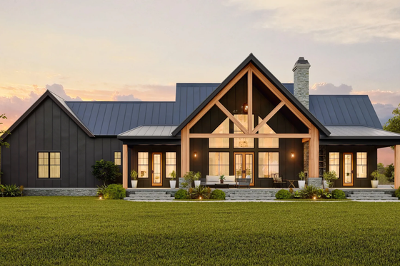 Exterior - Rear Elevation for Farmhouse House Plan #119-461 - 3 bed, 3 bath