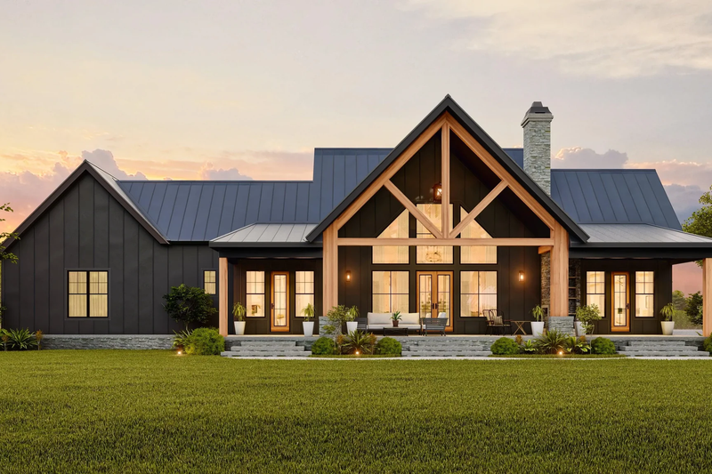 Home Plan - Exterior - Rear Elevation for Farmhouse House Plan #119-461 - 3 bed, 3 bath