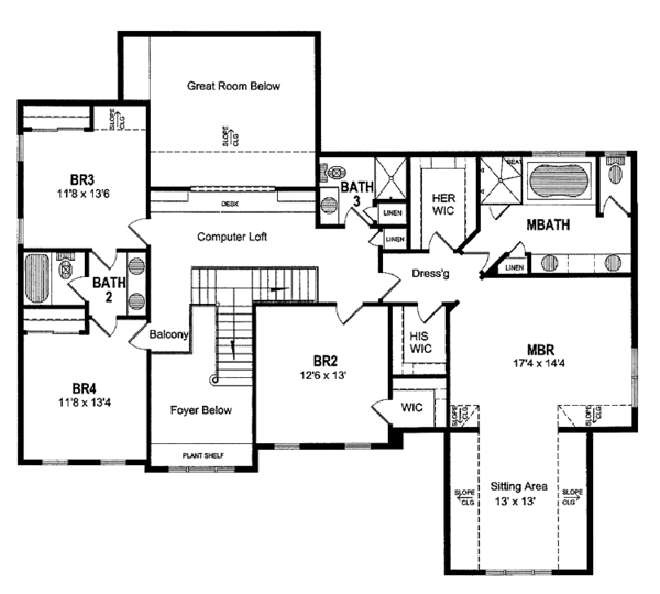 Dream House Plan - Colonial Floor Plan - Upper Floor Plan #316-250