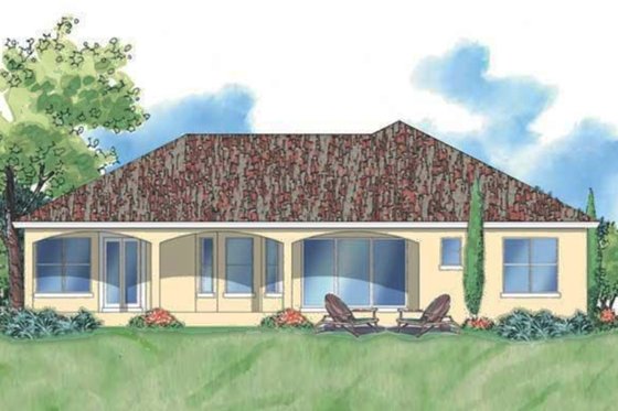 Exterior - Rear Elevation for Mediterranean House Plan #930-373 - 3 bed, 2 bath