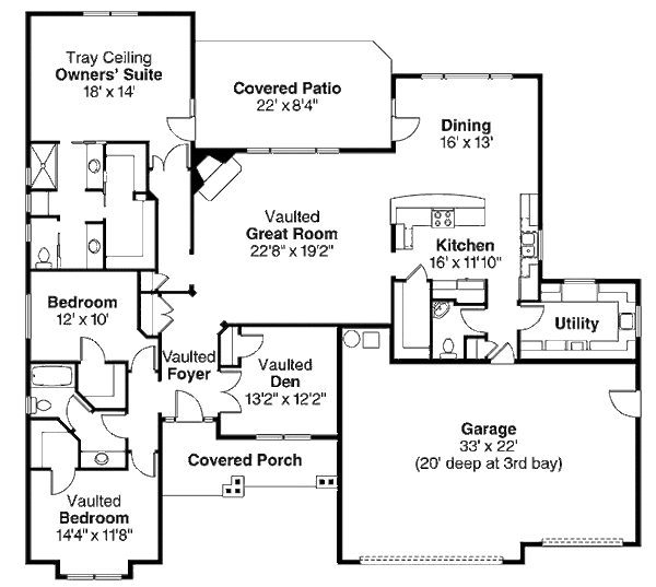 House Plan Design - Craftsman Floor Plan - Main Floor Plan #124-840