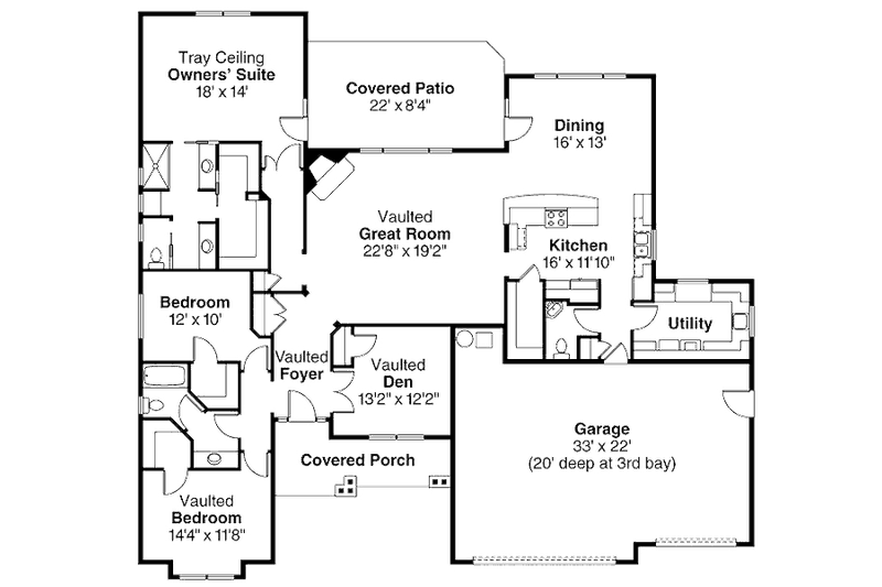 Home Plan - Floor Plan - Main Floor for Craftsman House Plan #124-840 - 3 bed, 2.5 bath