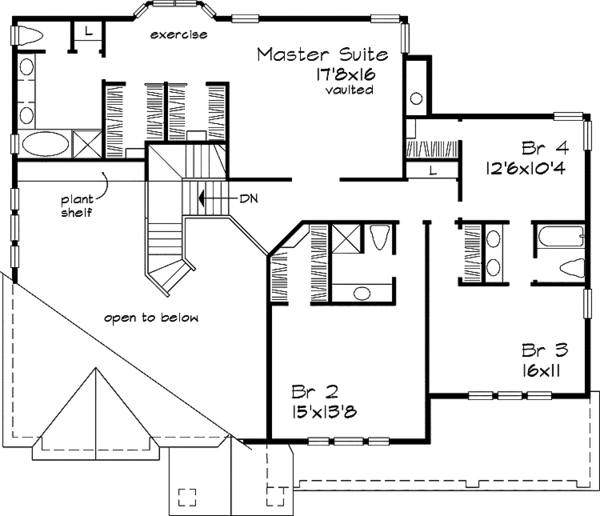 House Plan Design - Craftsman Floor Plan - Upper Floor Plan #320-635