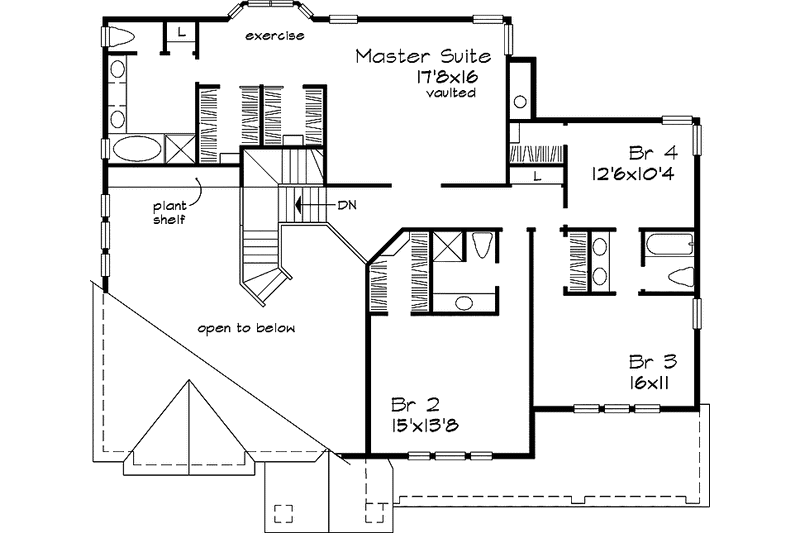 Home Plan - Floor Plan - Upper Floor for Craftsman House Plan #320-635 - 4 bed, 3.5 bath