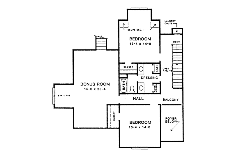 Architectural House Design - Floor Plan - Upper Floor for Adobe / Southwestern House Plan #10-279 - 3 bed, 2.5 bath