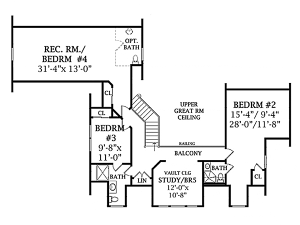 Home Plan - Country Floor Plan - Upper Floor Plan #314-281