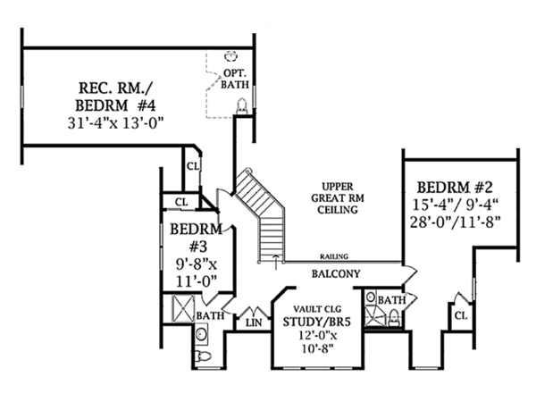 House Blueprint - Country Floor Plan - Upper Floor Plan #314-281
