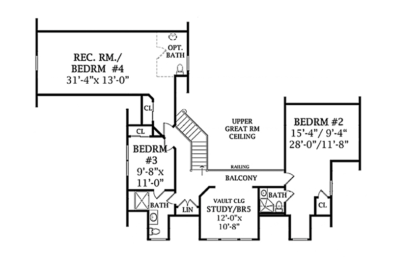 Home Plan - Floor Plan - Upper Floor for Country House Plan #314-281 - 3 bed, 3.5 bath