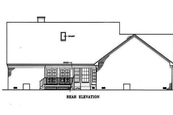 Exterior - Rear Elevation for Southern House Plan #45-134 - 3 bed, 2 bath