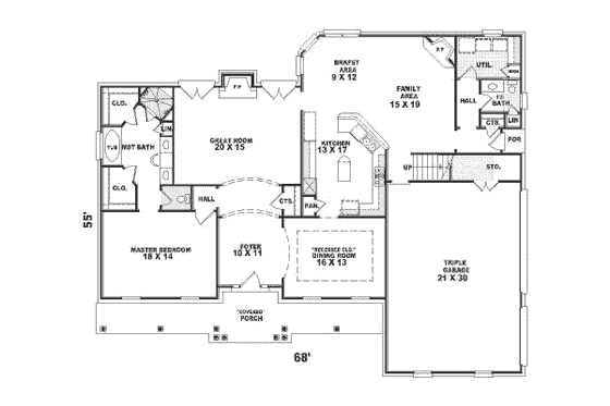 Floor Plan - Main Floor for Southern House Plan #81-326 - 4 bed, 3.5 bath
