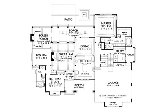 Floor Plan - Main Floor for Farmhouse House Plan #929-1077 - 3 bed, 2 bath