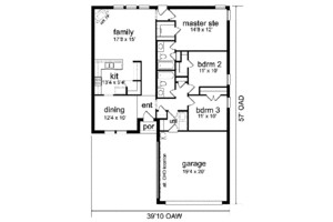 Floor Plan - Main Floor for Traditional House Plan #84-107 - 3 bed, 2 bath