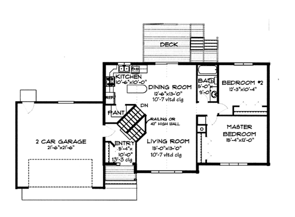 House Design - Traditional Floor Plan - Main Floor Plan #980-6