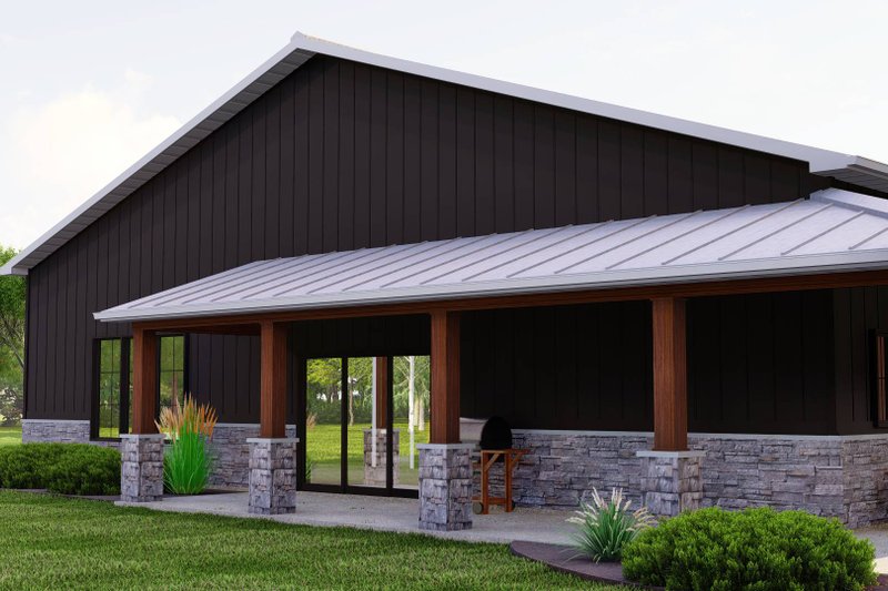 Dream House Plan - Exterior - Covered Porch 1 for Barndominium House Plan #1064-259 - 1 bed, 1.5 bath