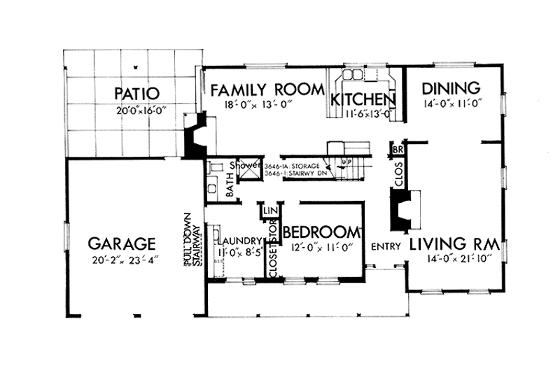 Home Plan - Floor Plan - Main Floor for Country House Plan #320-1318 - 4 bed, 2.5 bath