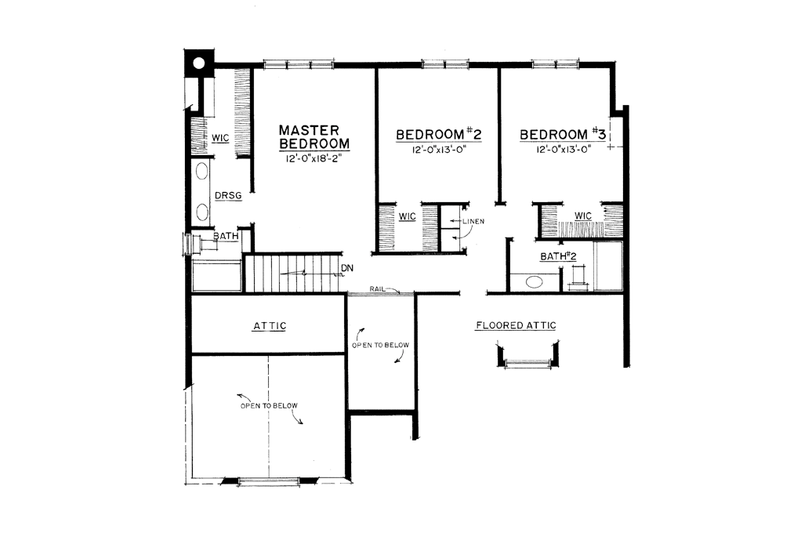 House Blueprint - Floor Plan - Upper Floor for Craftsman House Plan #1016-107 - 3 bed, 2.5 bath