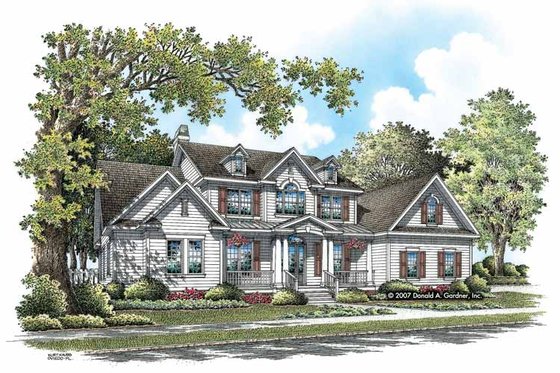 Exterior - Front Elevation 3 for Country House Plan #929-831 - 5 bed, 4.5 bath