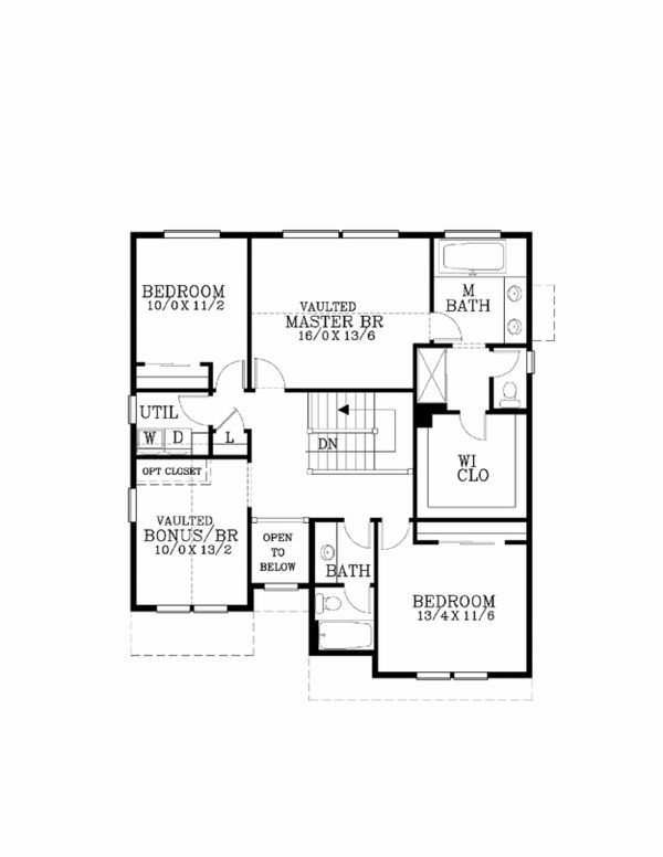 Craftsman Floor Plan - Upper Floor Plan #53-453