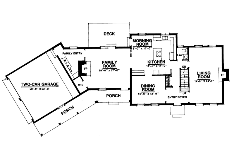 House Blueprint - Floor Plan - Main Floor for Classical House Plan #1016-24 - 4 bed, 2.5 bath