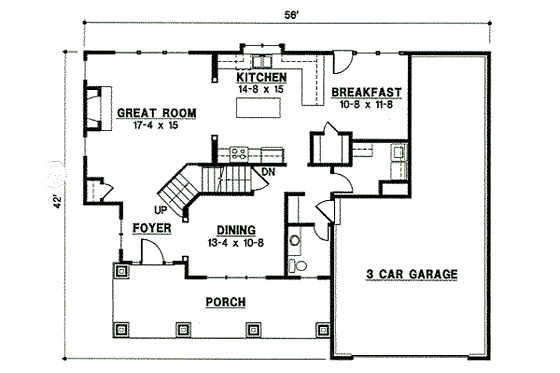 Floor Plan - Main Floor for Traditional House Plan #67-844 - 4 bed, 3 bath