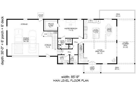 Floor Plan - Main Floor for Country House Plan #932-1096 - 3 bed, 2.5 bath