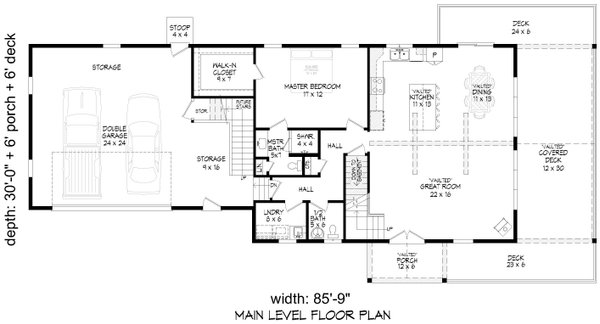 Country Floor Plan - Main Floor Plan #932-1096