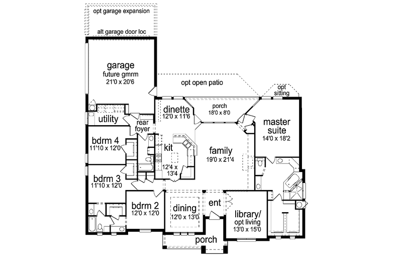 Home Plan - Floor Plan - Main Floor for European House Plan #84-775 - 4 bed, 3 bath