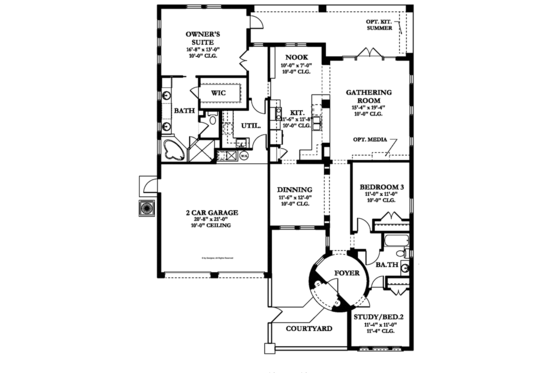 Floor Plan - Main Floor for Mediterranean House Plan #1058-8 - 3 bed, 2 bath
