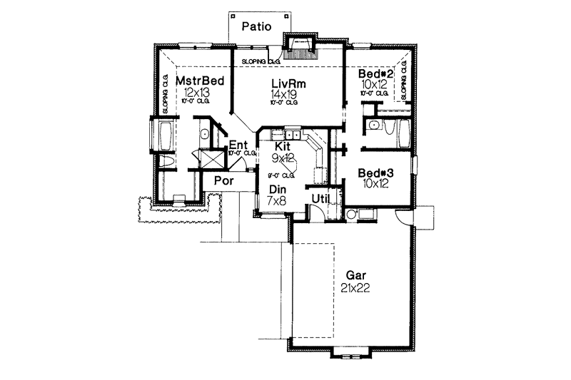 Home Plan - Floor Plan - Main Floor for Craftsman House Plan #310-1215 - 3 bed, 2 bath