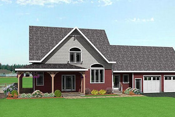 Exterior - Front Elevation for Country House Plan #75-104 - 3 bed, 2.5 bath