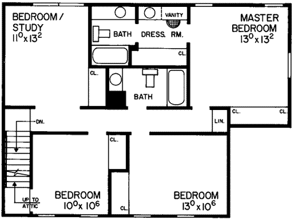Farmhouse Floor Plan - Upper Floor Plan #72-144