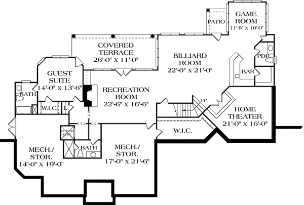 Architectural House Design - Mediterranean Floor Plan - Lower Floor Plan #453-439