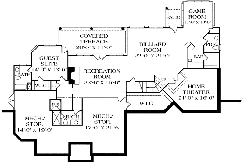 Dream House Plan - Floor Plan - Lower Floor for Mediterranean House Plan #453-439 - 6 bed, 7 bath