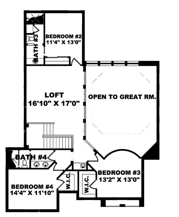 Dream House Plan - Mediterranean Floor Plan - Upper Floor Plan #1017-92