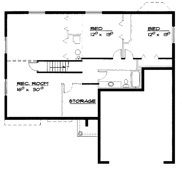 Architectural House Design - Traditional Floor Plan - Lower Floor Plan #308-271