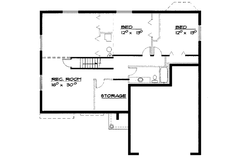 Home Plan - Floor Plan - Lower Floor for Traditional House Plan #308-271 - 2 bed, 2 bath
