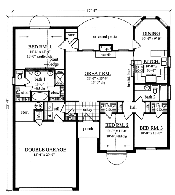Architectural House Design - Country Floor Plan - Main Floor Plan #42-611