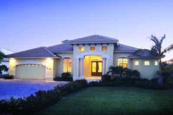 Exterior - Front Elevation for Mediterranean House Plan #115-102 - 3 bed, 3 bath