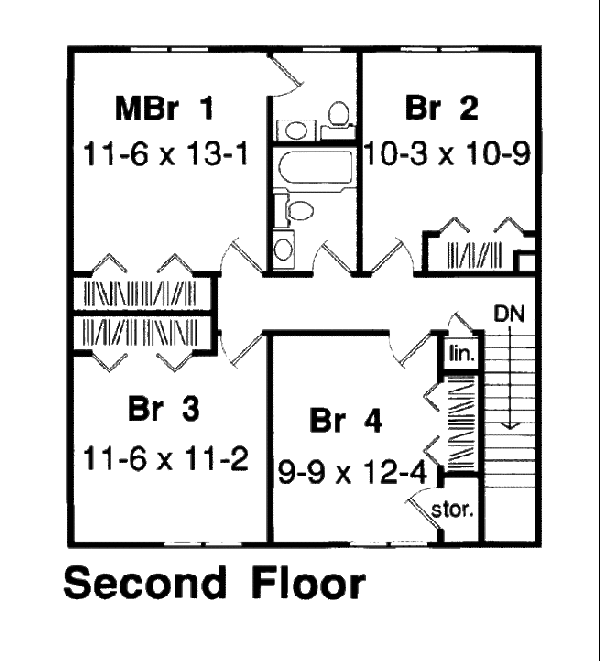 Southern Floor Plan - Upper Floor Plan #312-638