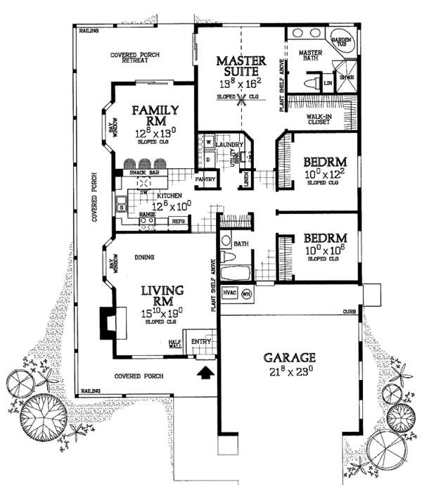 Architectural House Design - Country Floor Plan - Main Floor Plan #72-1079