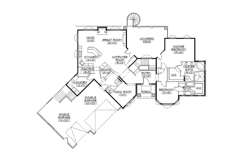House Blueprint - Floor Plan - Main Floor for Mediterranean House Plan #945-133 - 2 bed, 2.5 bath