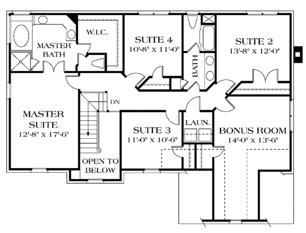 House Plan Design - Colonial Floor Plan - Upper Floor Plan #453-483