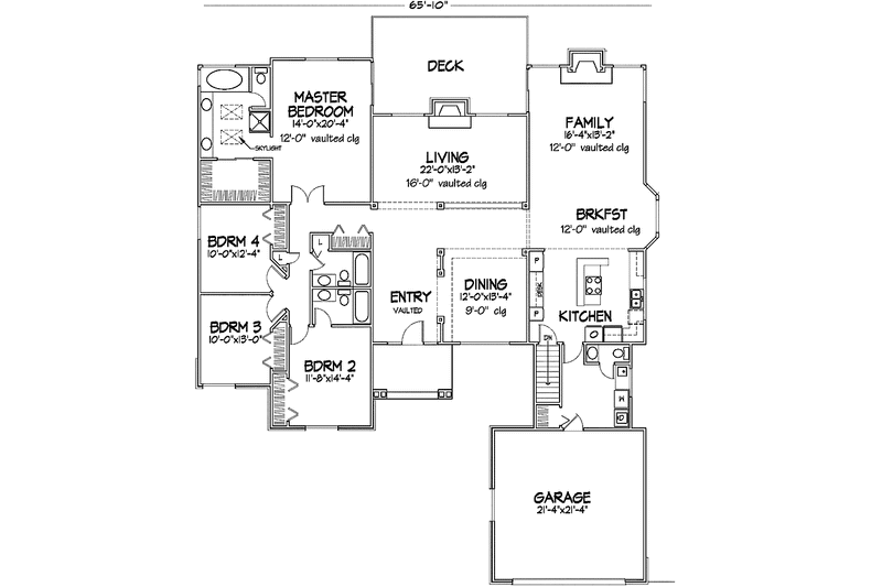 Architectural House Design - Floor Plan - Main Floor for Craftsman House Plan #320-716 - 4 bed, 3.5 bath