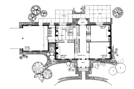 Floor Plan - Main Floor for Classical House Plan #72-674 - 3 bed, 2.5 bath