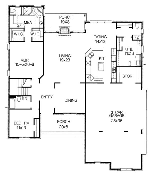 House Design - Traditional Floor Plan - Main Floor Plan #15-300