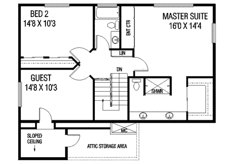 Home Plan - Floor Plan - Upper Floor for Traditional House Plan #60-613 - 3 bed, 2.5 bath