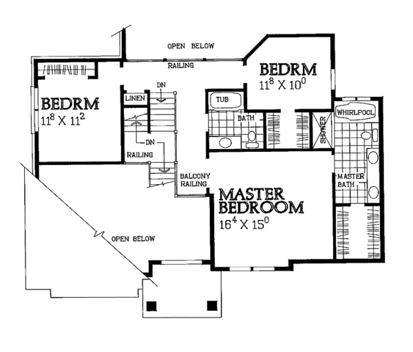 House Blueprint - Traditional Floor Plan - Upper Floor Plan #72-938