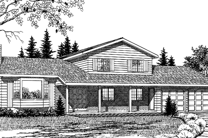 House Blueprint - Country Exterior - Front Elevation Plan #47-1034