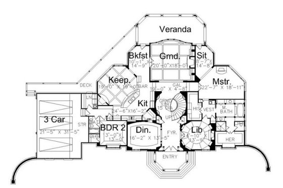 Floor Plan - Main Floor for Colonial House Plan #119-311 - 4 bed, 2 bath