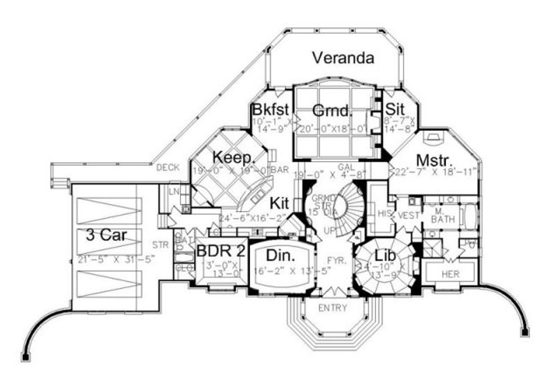 Home Plan - Floor Plan - Main Floor for Colonial House Plan #119-311 - 4 bed, 2 bath